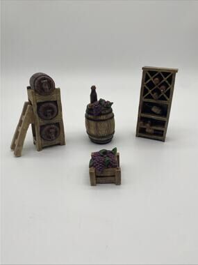 Resin Dollhouse Wine Room 4pc Set Collections Etc Vintage